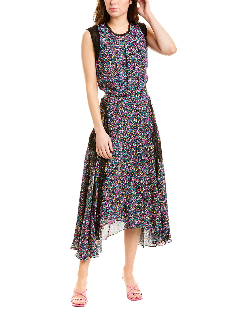 Image of Jason Wu Floral Silk-Trim Midi Dress