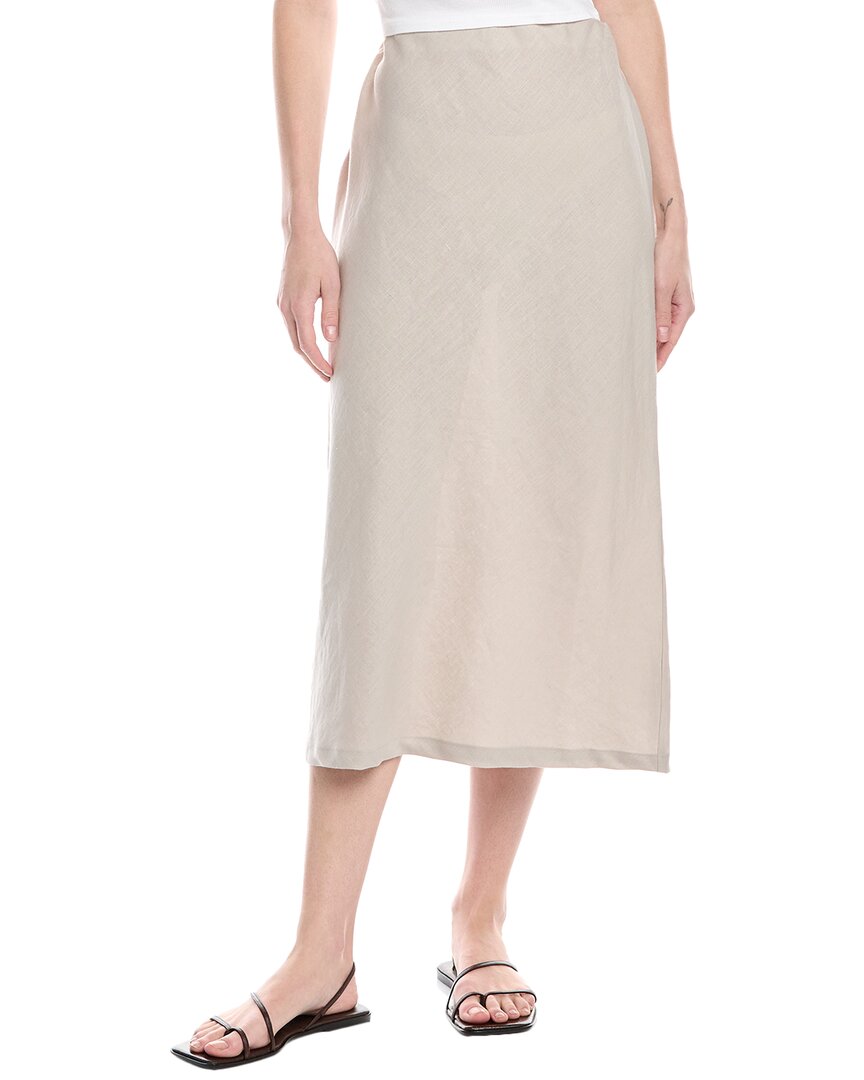 Enza Costa Bias Linen Midi Skirt In Beige
