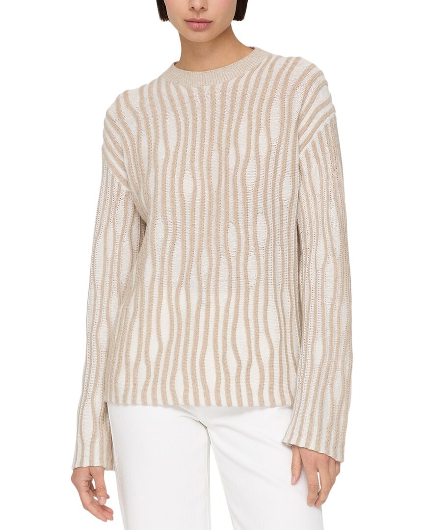 Lafayette 148 New York Textured Stitch Cashmere & Silk-blend Sweater In White
