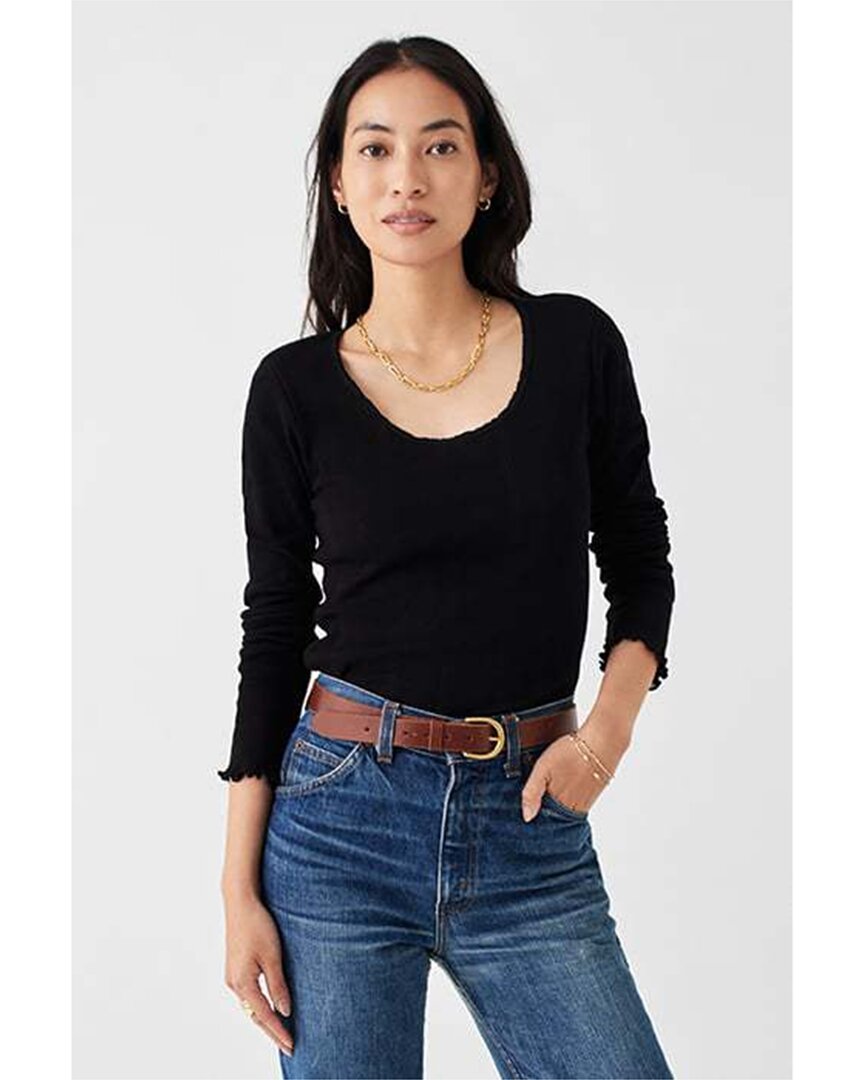 Shop Faherty Pointelle T-shirt In Black