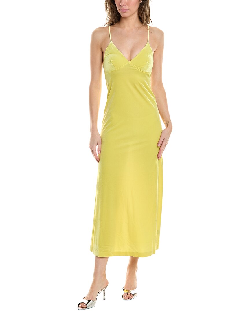 Norma Kamali Mid-calf Slip Dress In Yellow