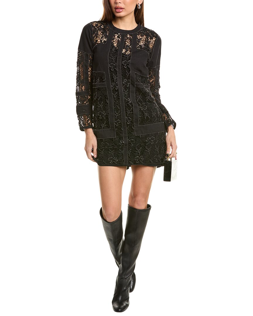 Allsaints Noush Linen-blend Mini Dress In Black