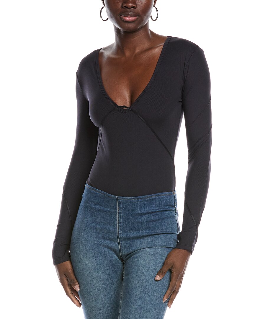 Free People Victoria Plunge Bodysuit In Black