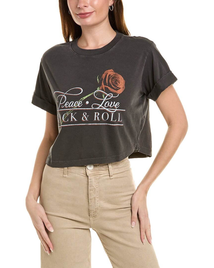 Shop Girl Dangerous Peace Love Rock & Roll T-shirt In Black