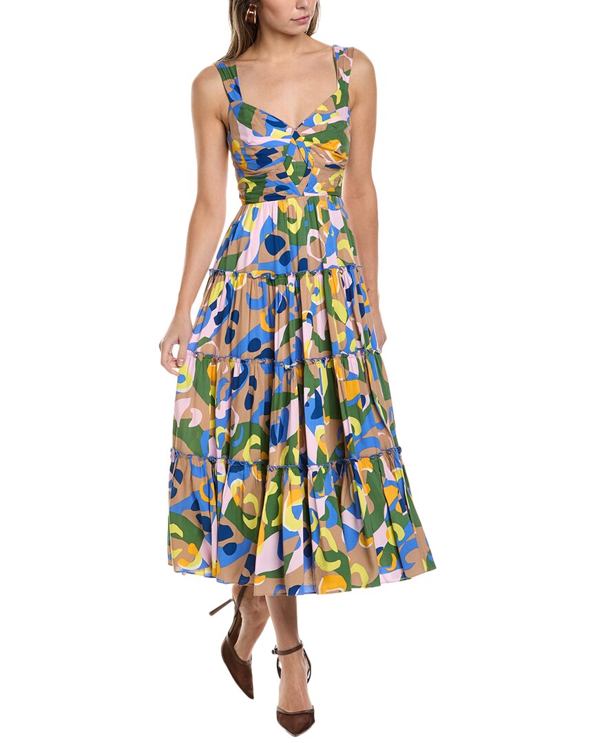 Diane Von Furstenberg Achilles Pleated Printed Mousseline Midi Dress In Brown