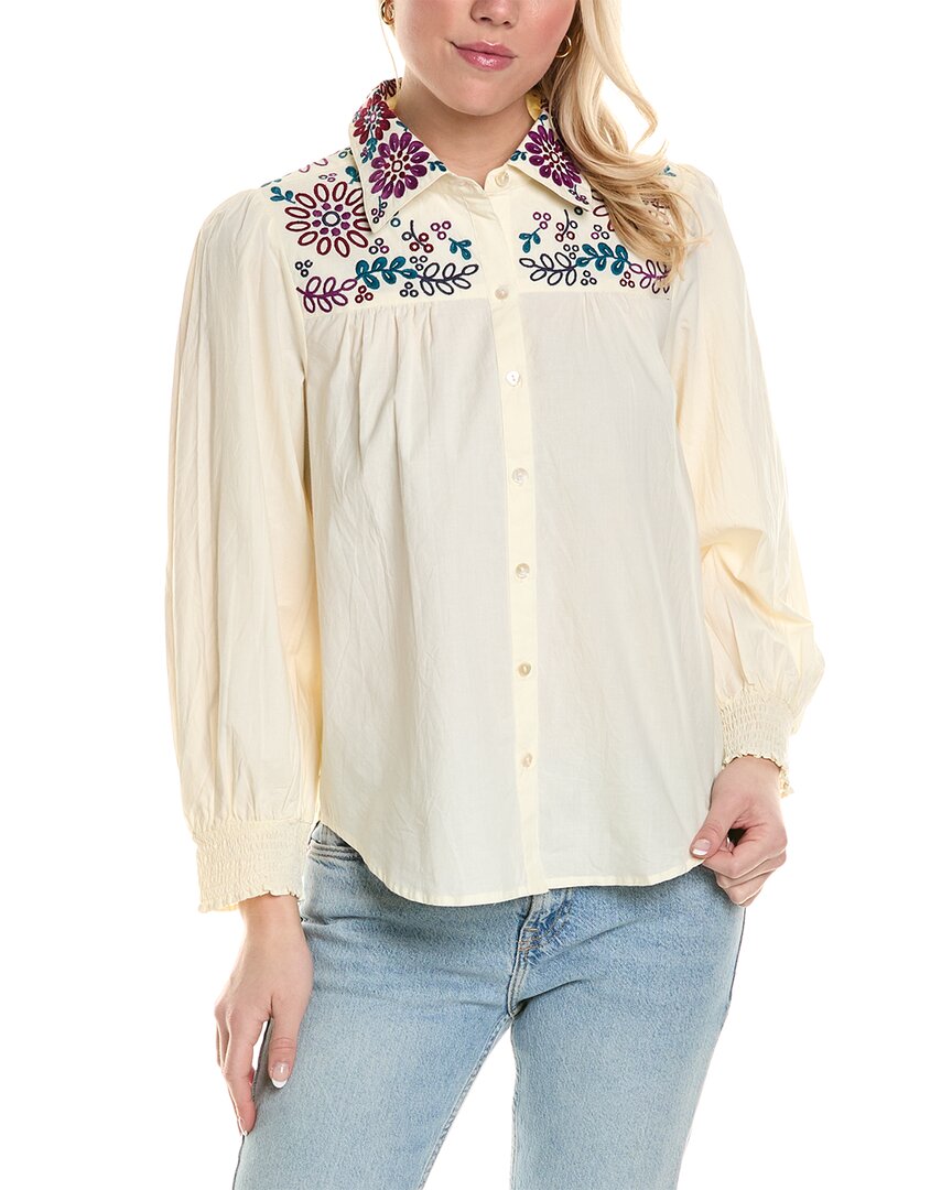 Shop Roller Rabbit Veda Embroidered Noemie Shirt In White