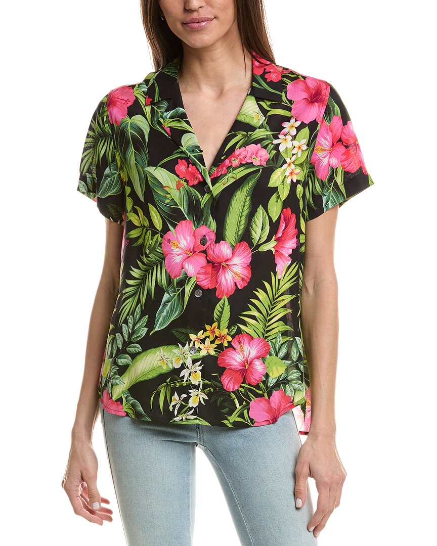 Tommy Bahama Grand Villa Talulla Silk Shirt In Black