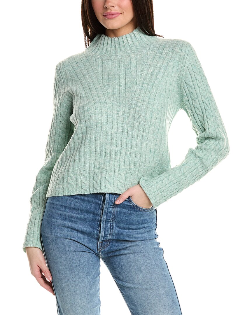 Shop Rain And Rose Rain + Rose Cable Wool-blend Sweater In Green