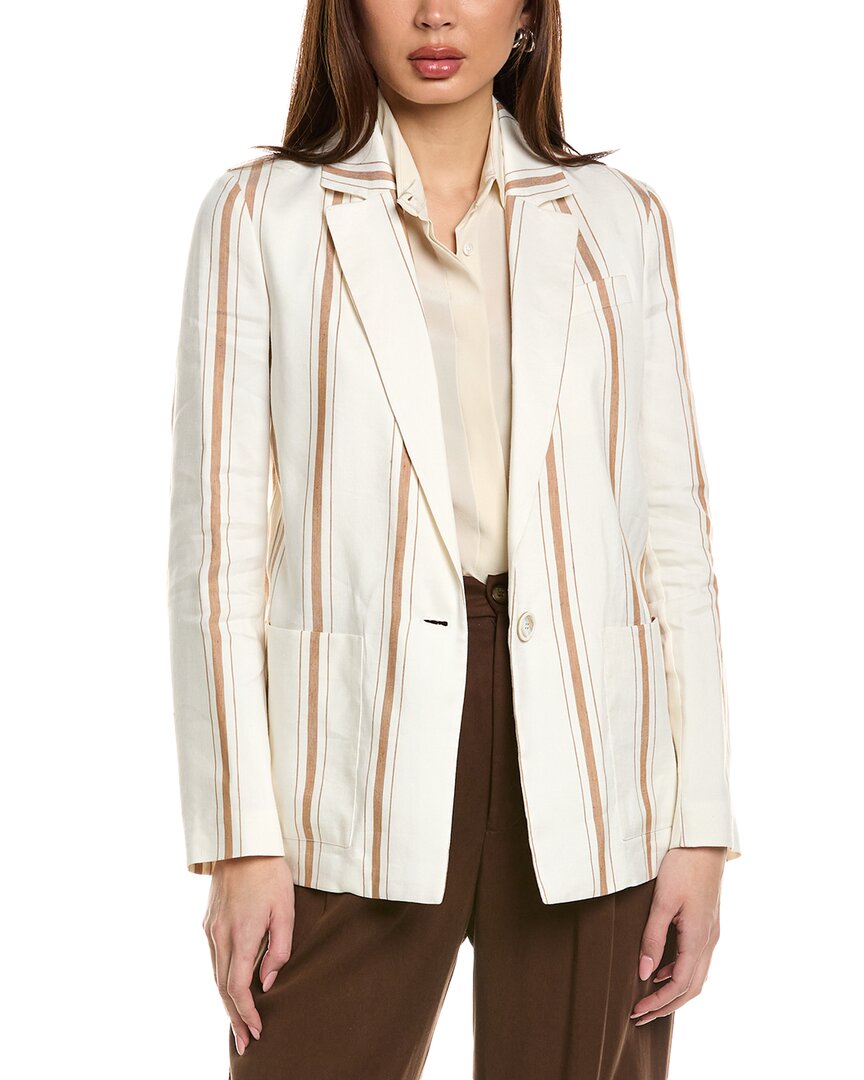 Piazza Sempione Linen & Silk-blend Blazer In White