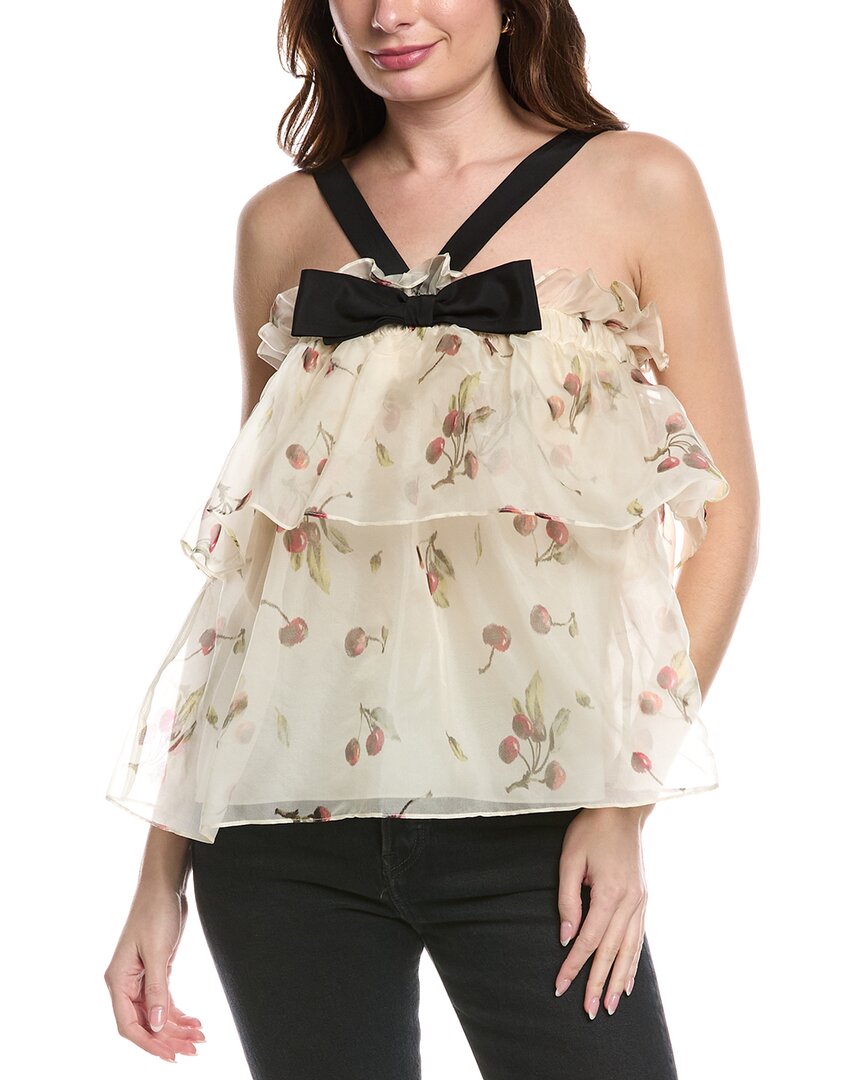 REBECCA TAYLOR REBECCA TAYLOR CHERRY ON ORGANZA SILK TOP 