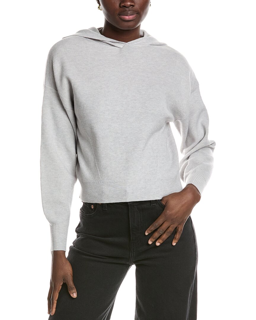 Truth Dropped-shoulder Ribbed Hoodie In Gray