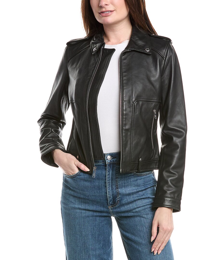 Sam Edelman Racing Vibe Leather Jacket In Black