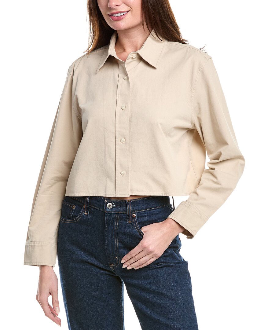 Vince Cropped Shirt In Beige