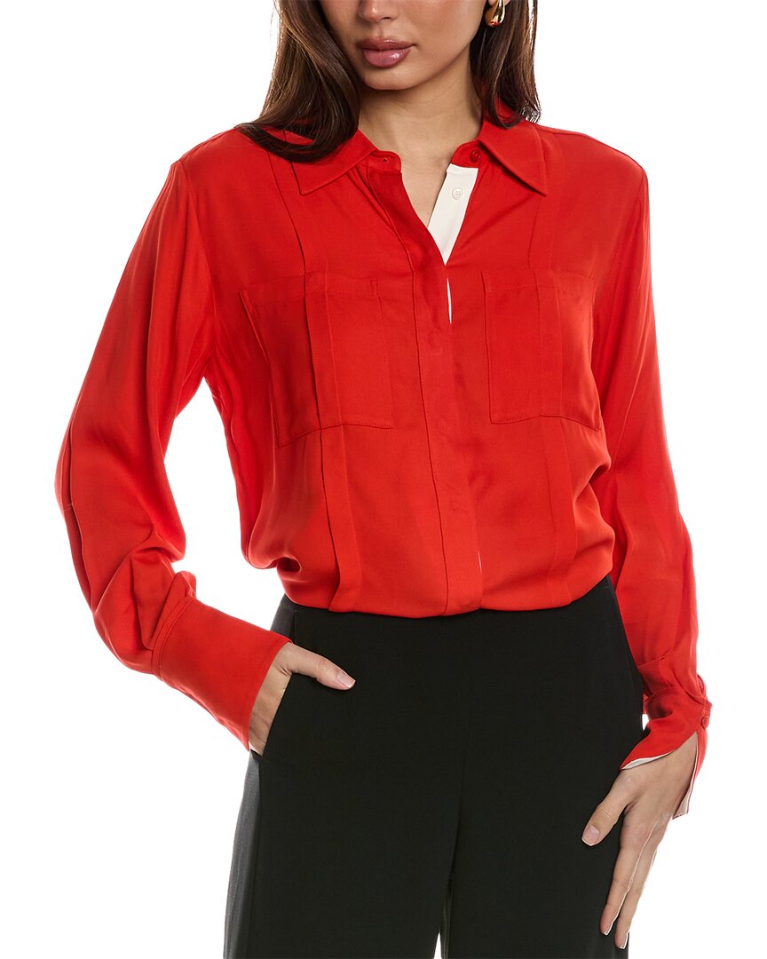 Reiss Rose Chest Pocket Shirt In Red