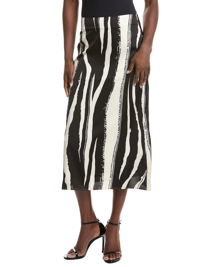 Gracia Satin Midi Skirt In Black