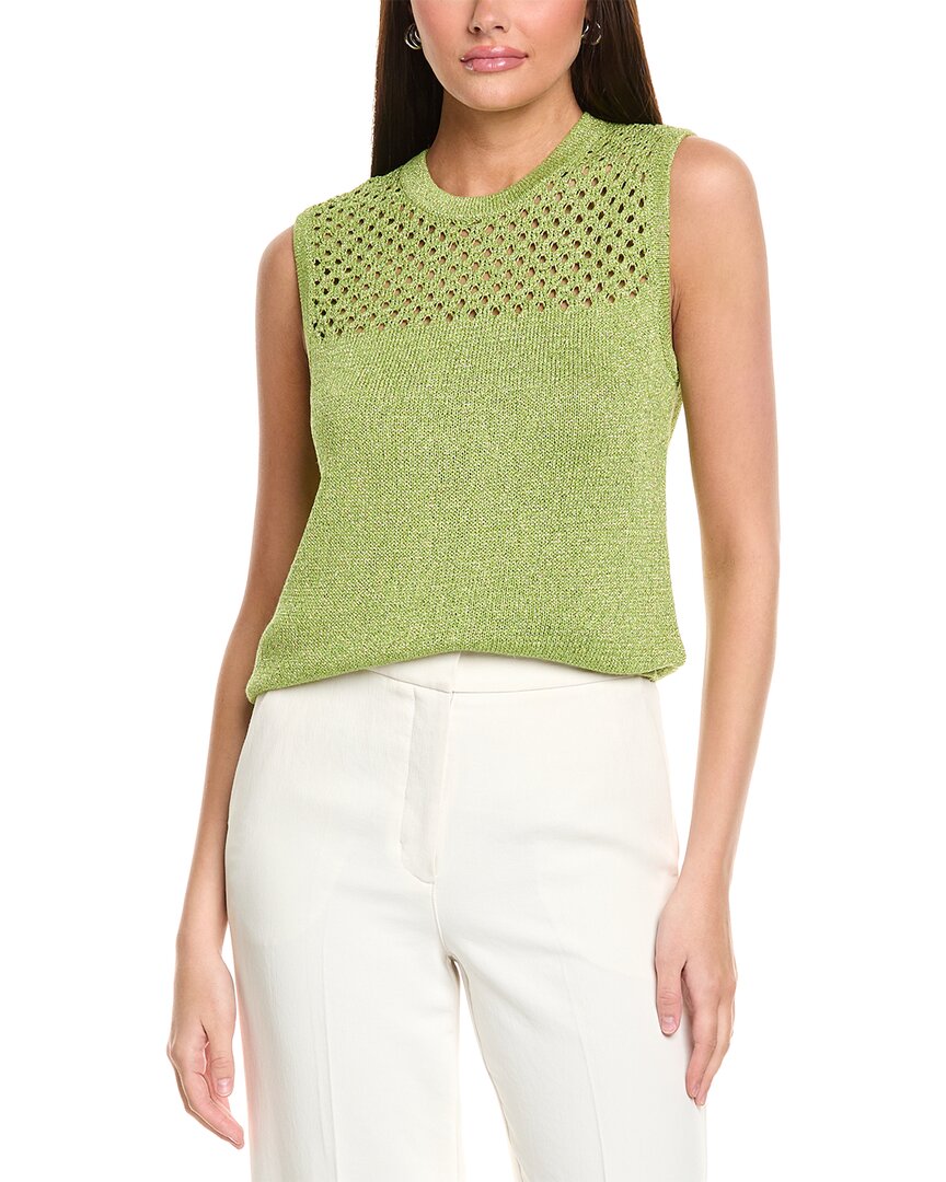 St John St. John Sparkle Crochet Sweater In Green