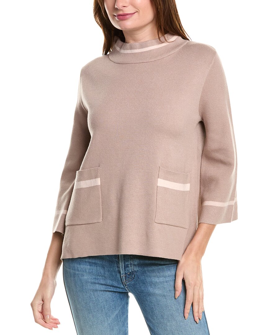 Fate Contrast Lurex Yarn Sweater In Cocoa Blush In Brown