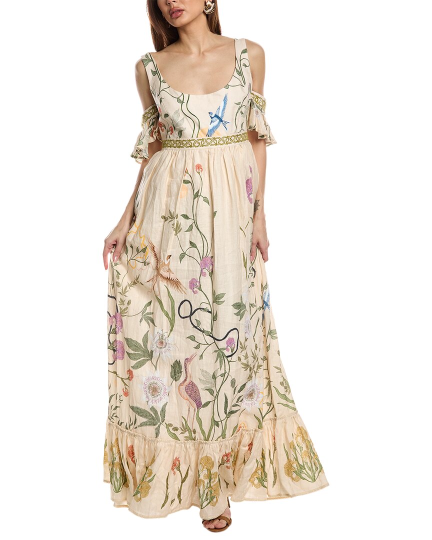 Agua By Agua Bendita Paraiso Linen Maxi Dress In White