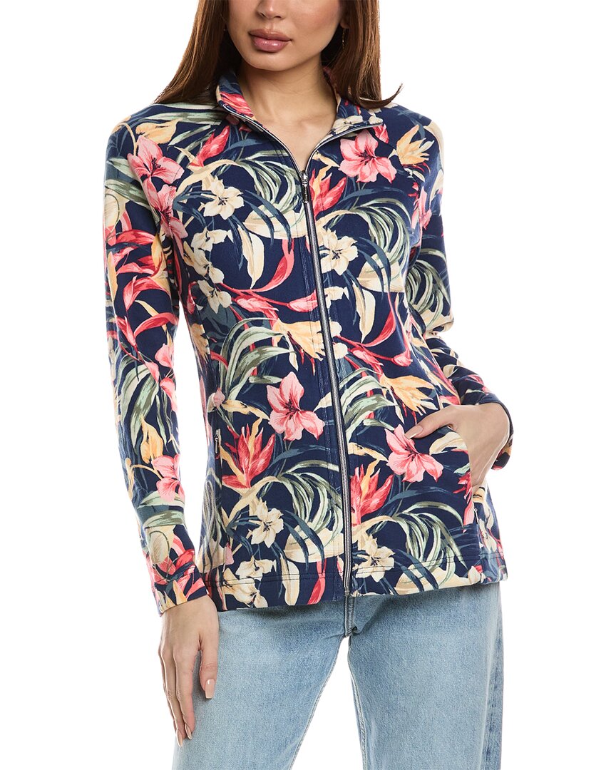 Tommy Bahama Aruba Flora Amora Full Zip Knit Jacket In Blue