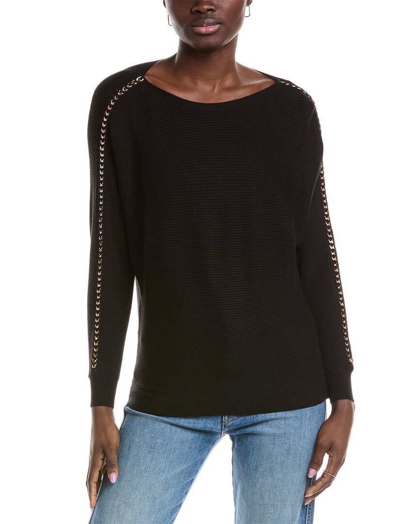 T Tahari Chain Trim Dolman Sweater In Black