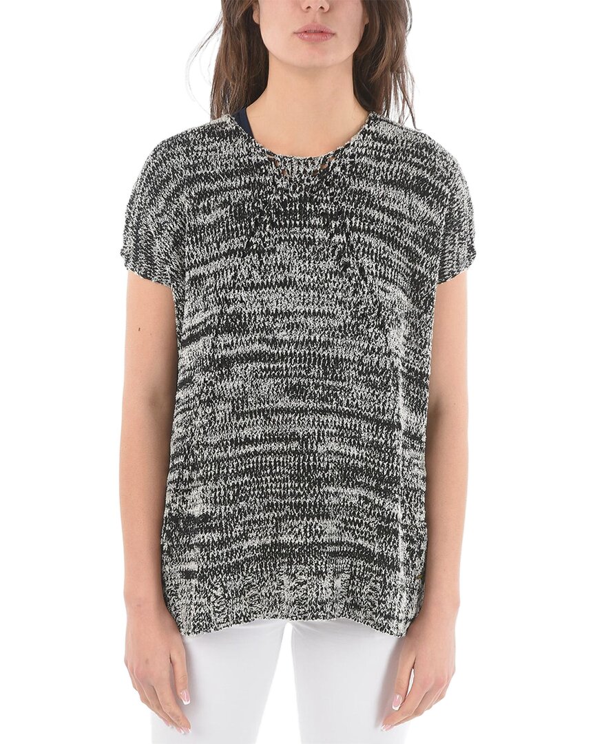 Woolrich Two-tone Crew-neck Maxi Sweater In Black