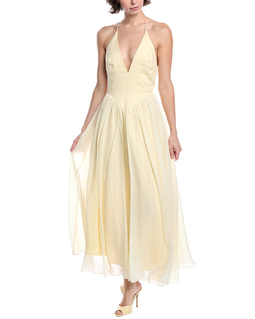 Bardot Arletha Cross-back Gathered Maxi Dress In Yellow