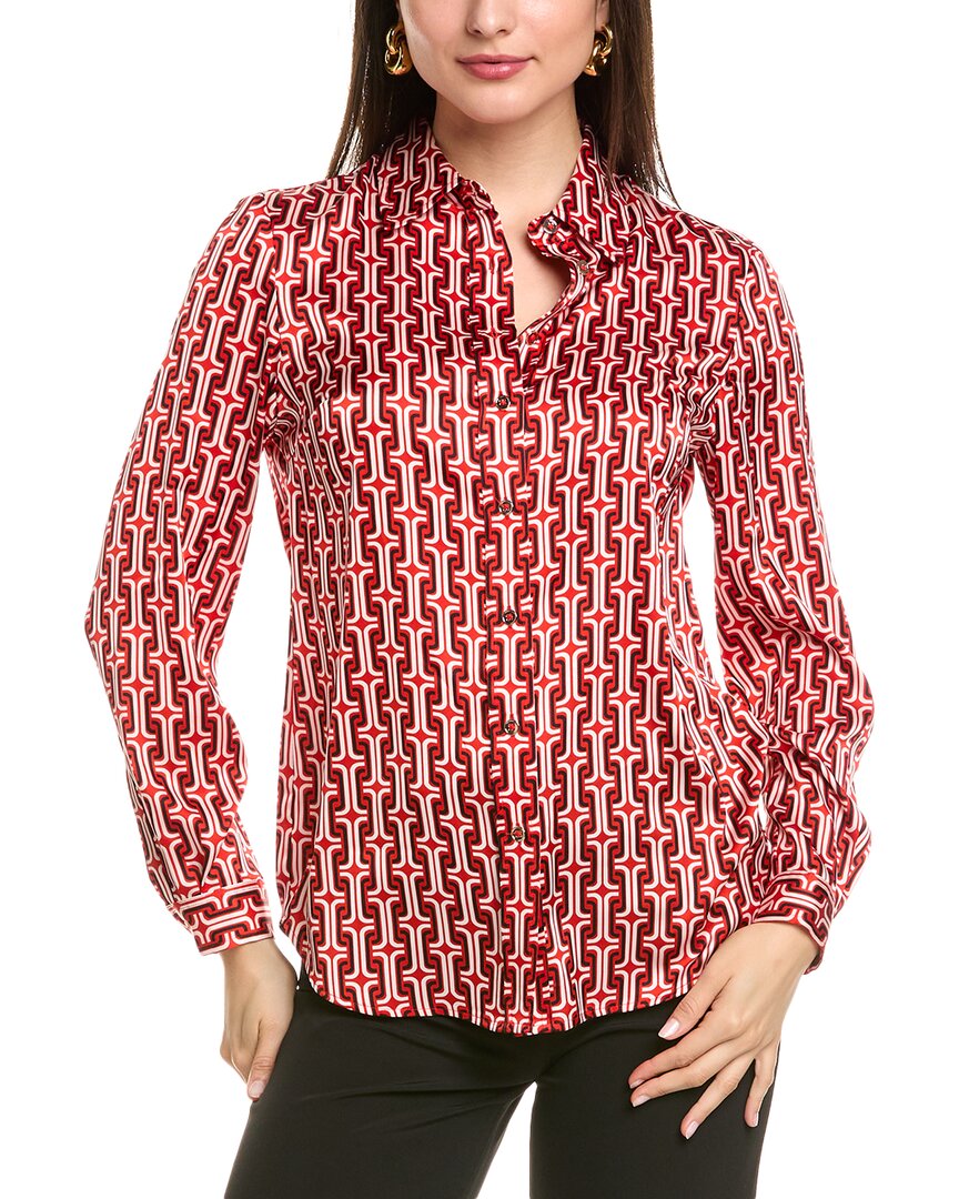 ANNE KLEIN ANNE KLEIN COLLARED BUTTON FRONT BLOUSE