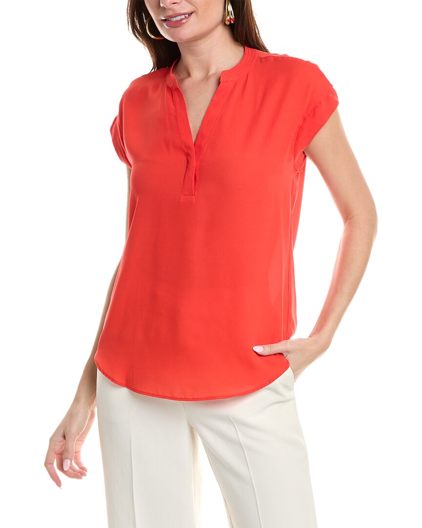 Vince Camuto V-neck Front Placket Top In Red