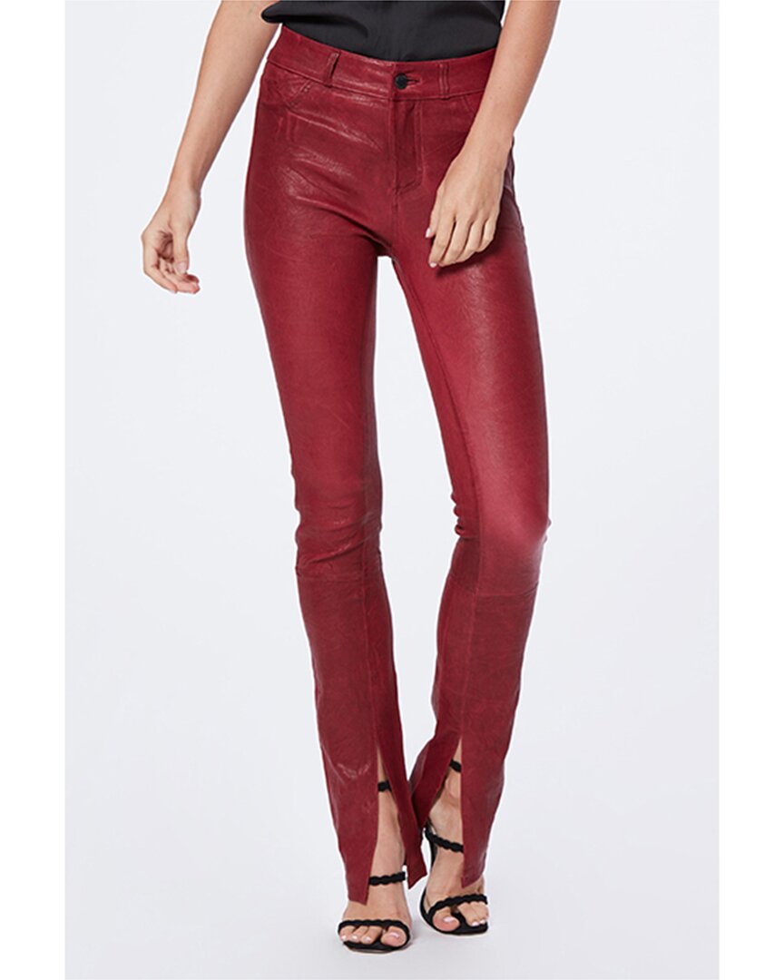 Shop Paige Constance Leather Skinny Pant In Red