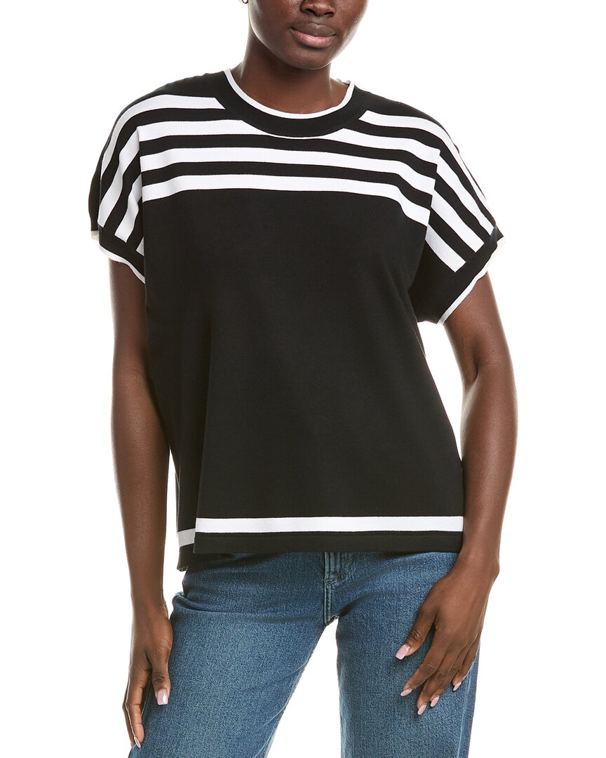 St John St. John Breton Stripe Knit Top In Black