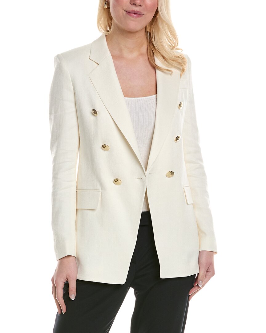 Shop Hugo Boss Jatera Linen-blend Jacket In White
