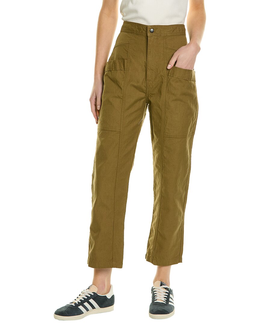 Shop Isabel Marant Étoile Pandore Linen-blend Pant In Green