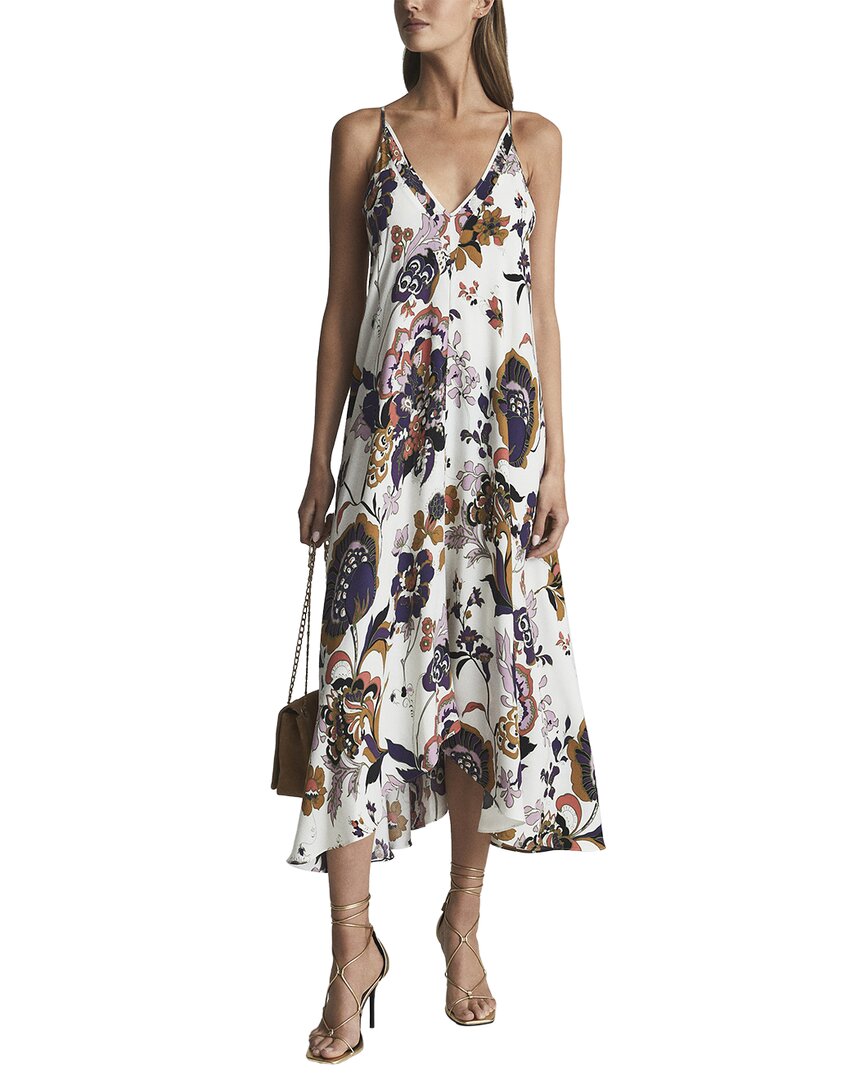 Shop Reiss Mabel Print Printed Plunge Neck Maxi Dress In White