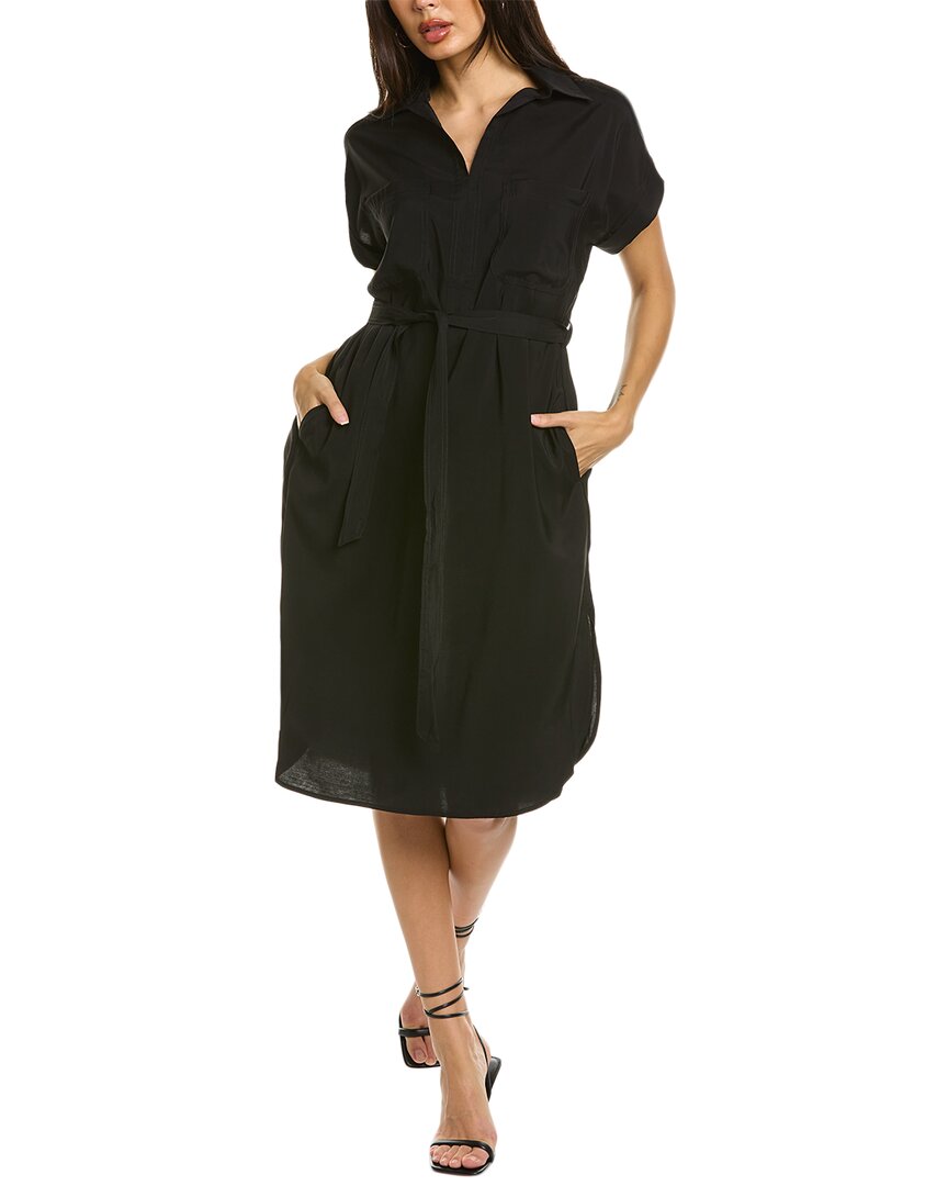 Max Studio Tab Collar Shirtdress In Black