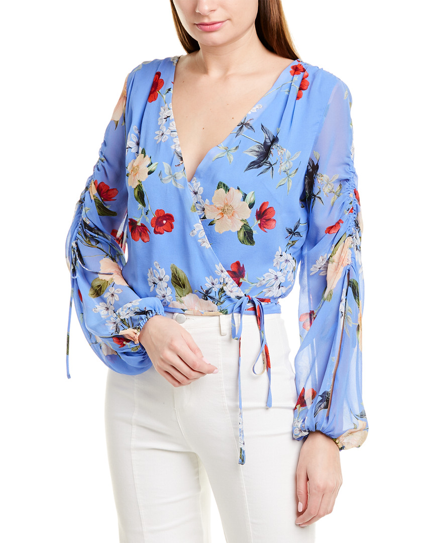 Image of Nicholas Cinched Silk Wrap Top