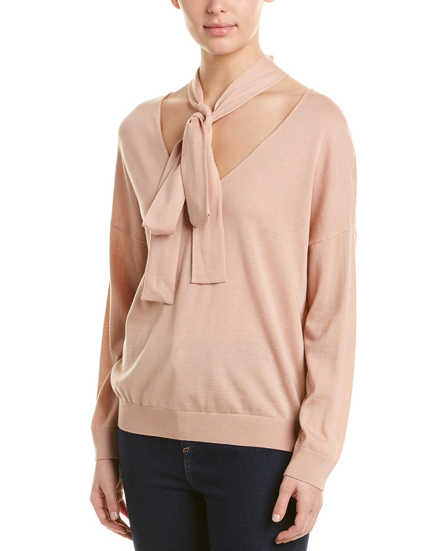 Image of RED Valentino Scarf Neck Wool, Silk, & Cashmere-Blend Sweater