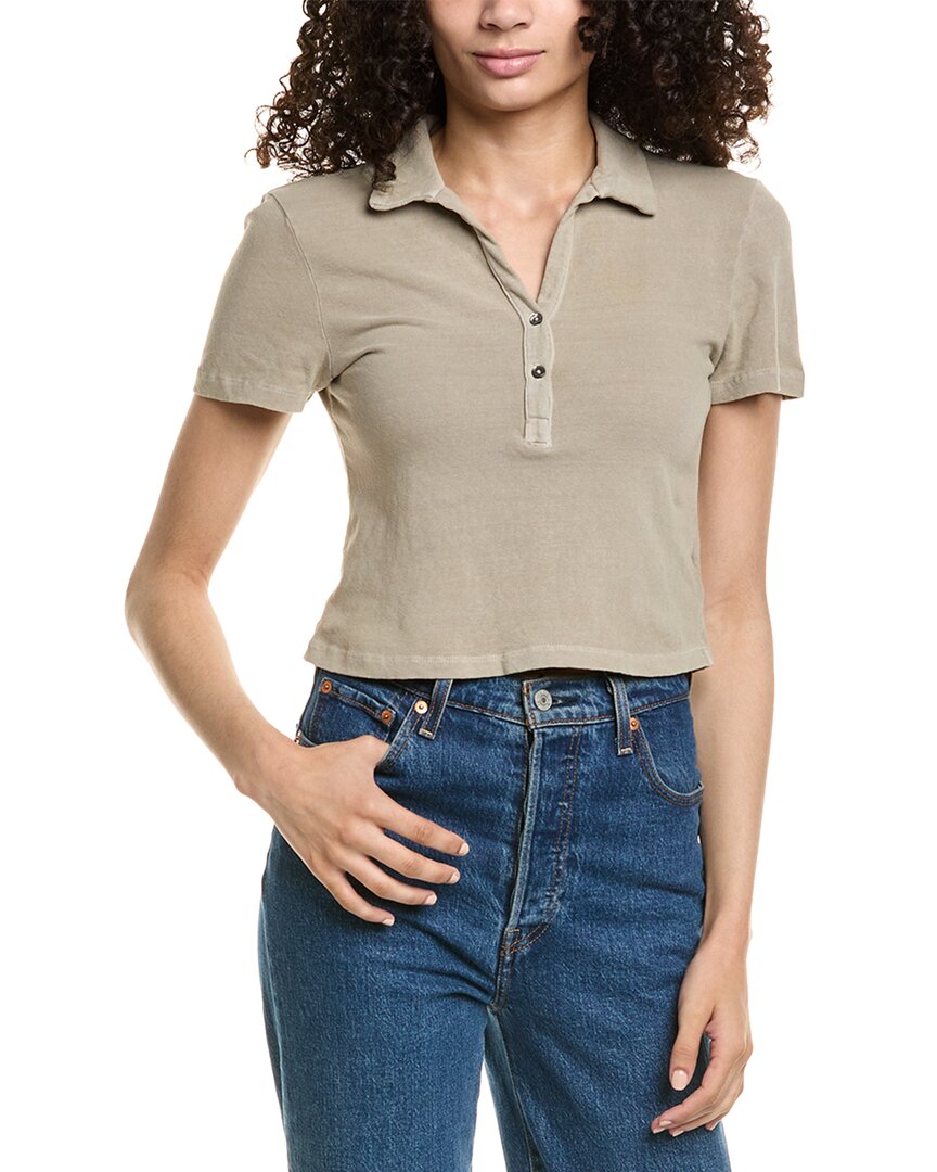 JAMES PERSE JAMES PERSE CROPPED HENLEY POLO SHIRT