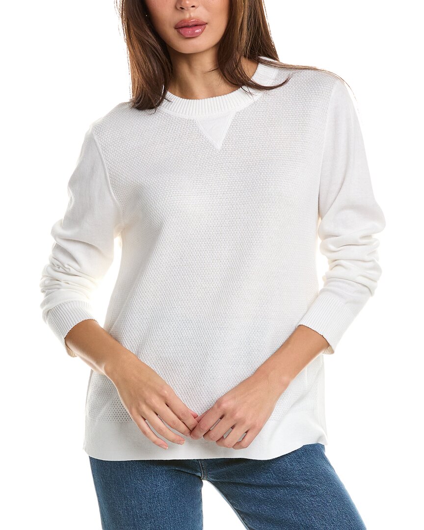 Forte Cashmere Pop Trim Cashmere-blend Sweatshirt In White