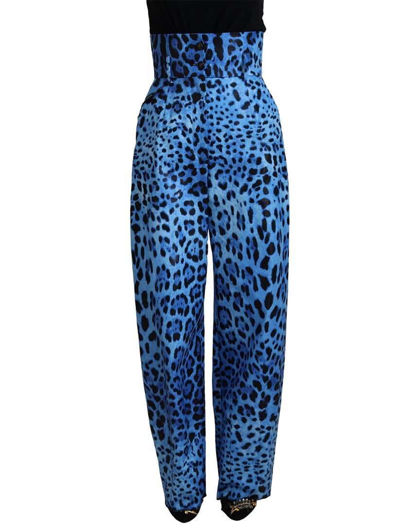 Shop Dolce & Gabbana Blue Leopard Print High Waist Wome