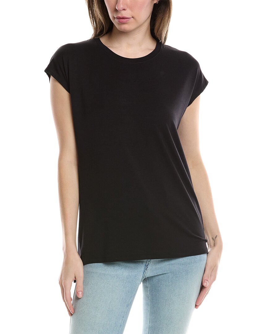Shop Three Dots Semi Relaxed Cap Sleeve T-shirt In Black