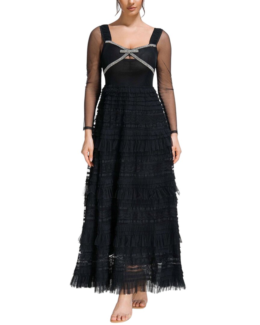 Amina Glam Maxi Dress In Black