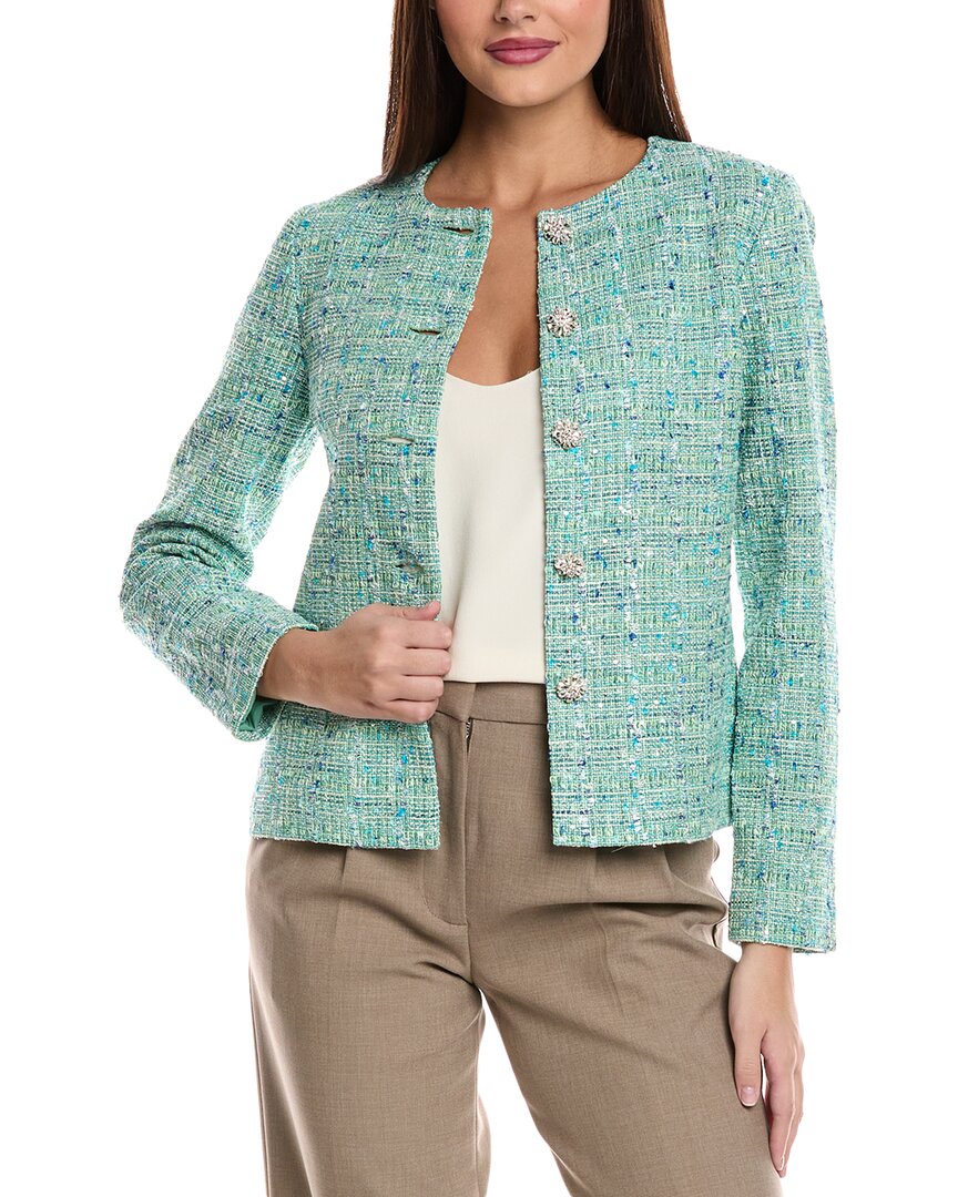St John St. John Tweed Knit Jacket In Green