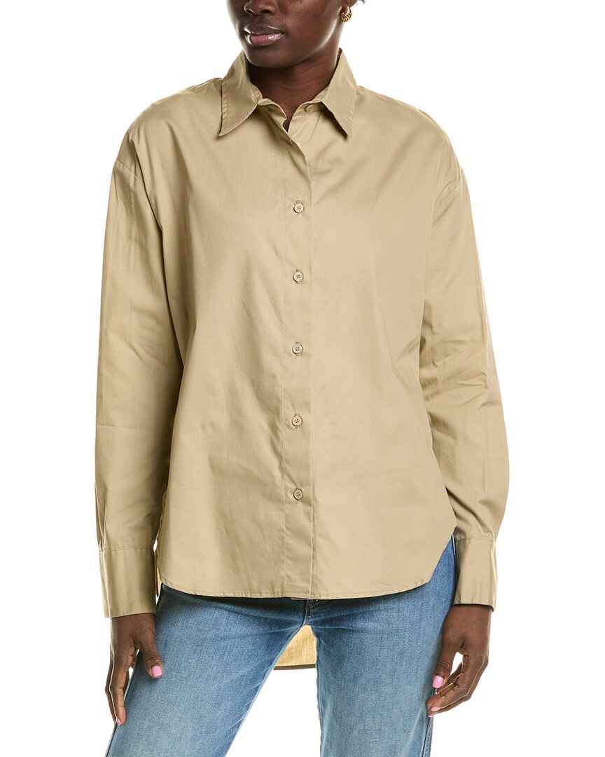 Shop Enza Costa Poplin Shirt In Brown