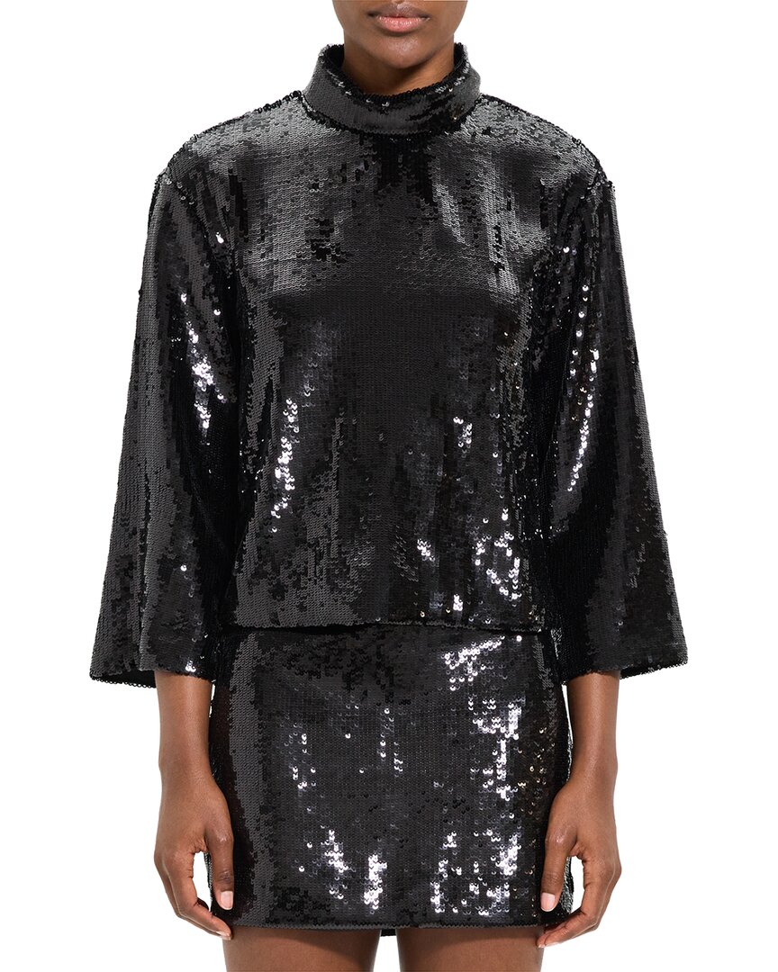 Theory Women's Fluid Sequin Long-sleeve Roll Neck Top