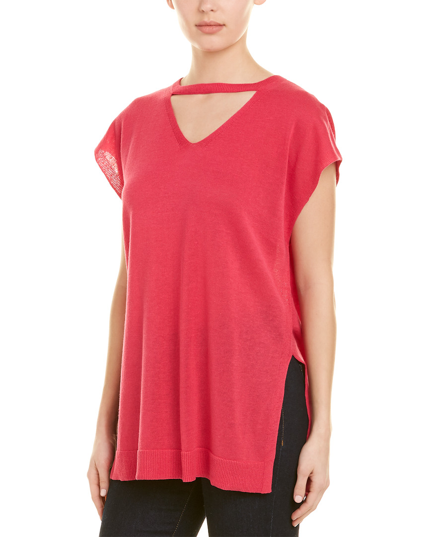 Image of Joan Vass Linen-Blend Top