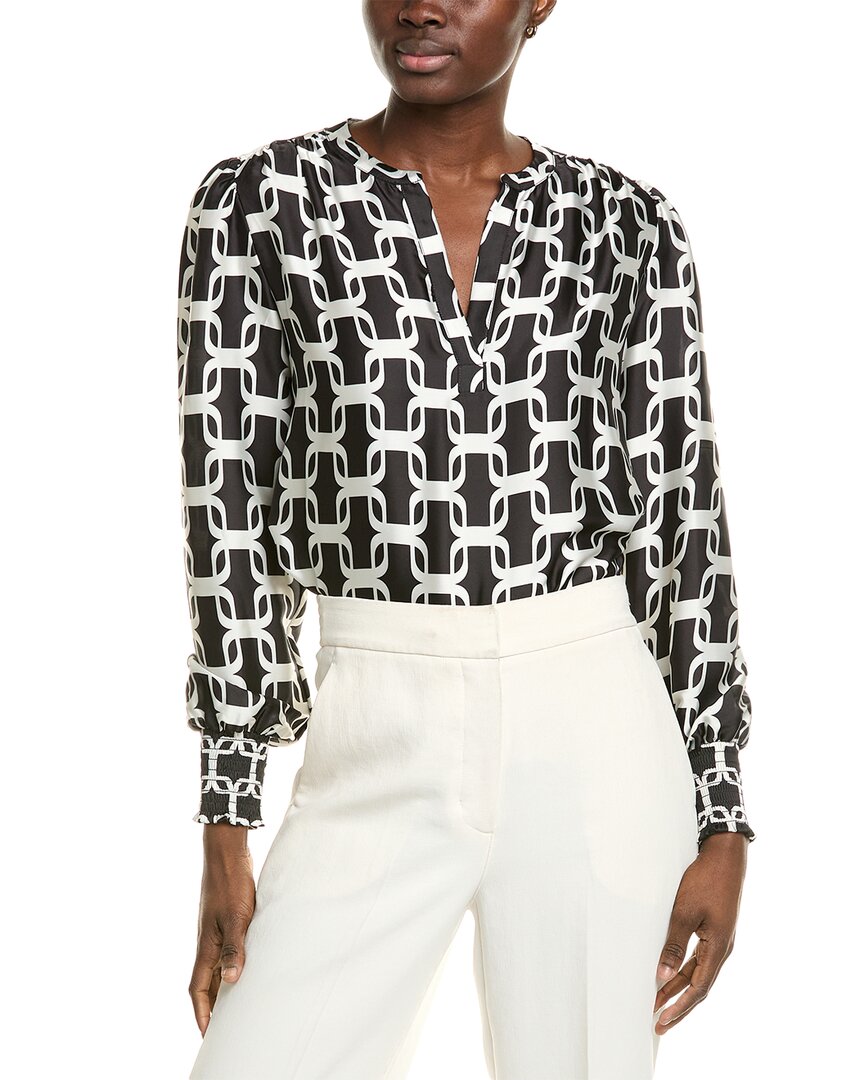 T Tahari Split Neck Blouse
