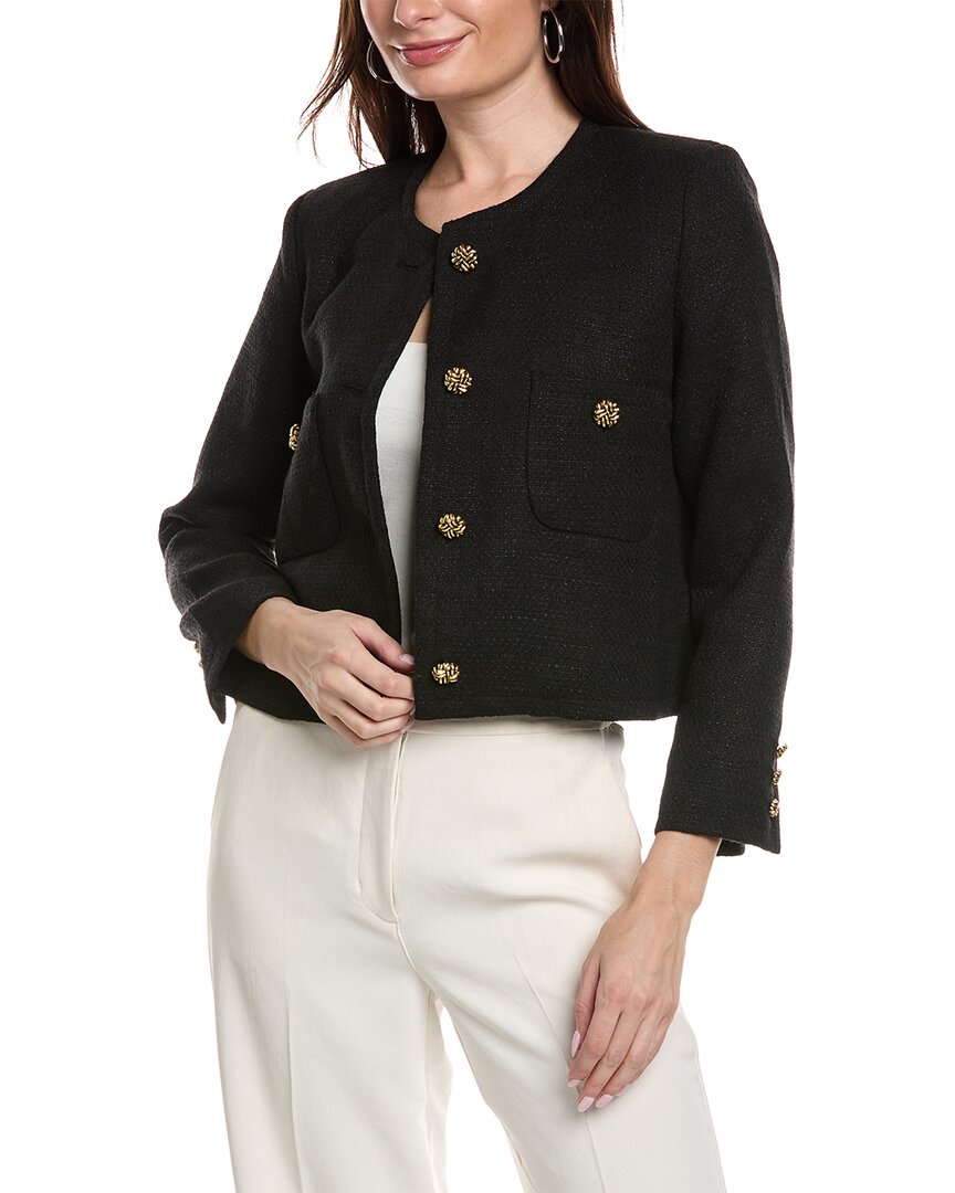 Labiz Tweed Semi-cropped Jacket In Black