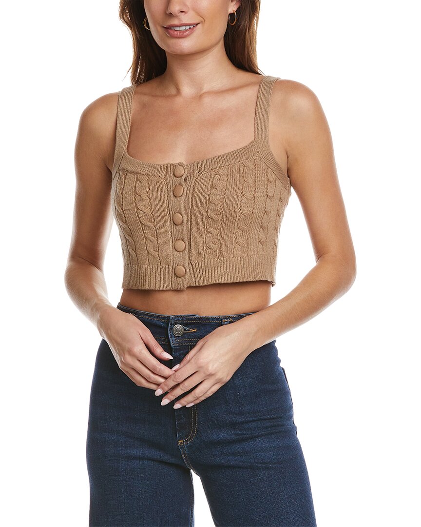 Shop Joostricot Cable Cropped Wool Tank In Brown