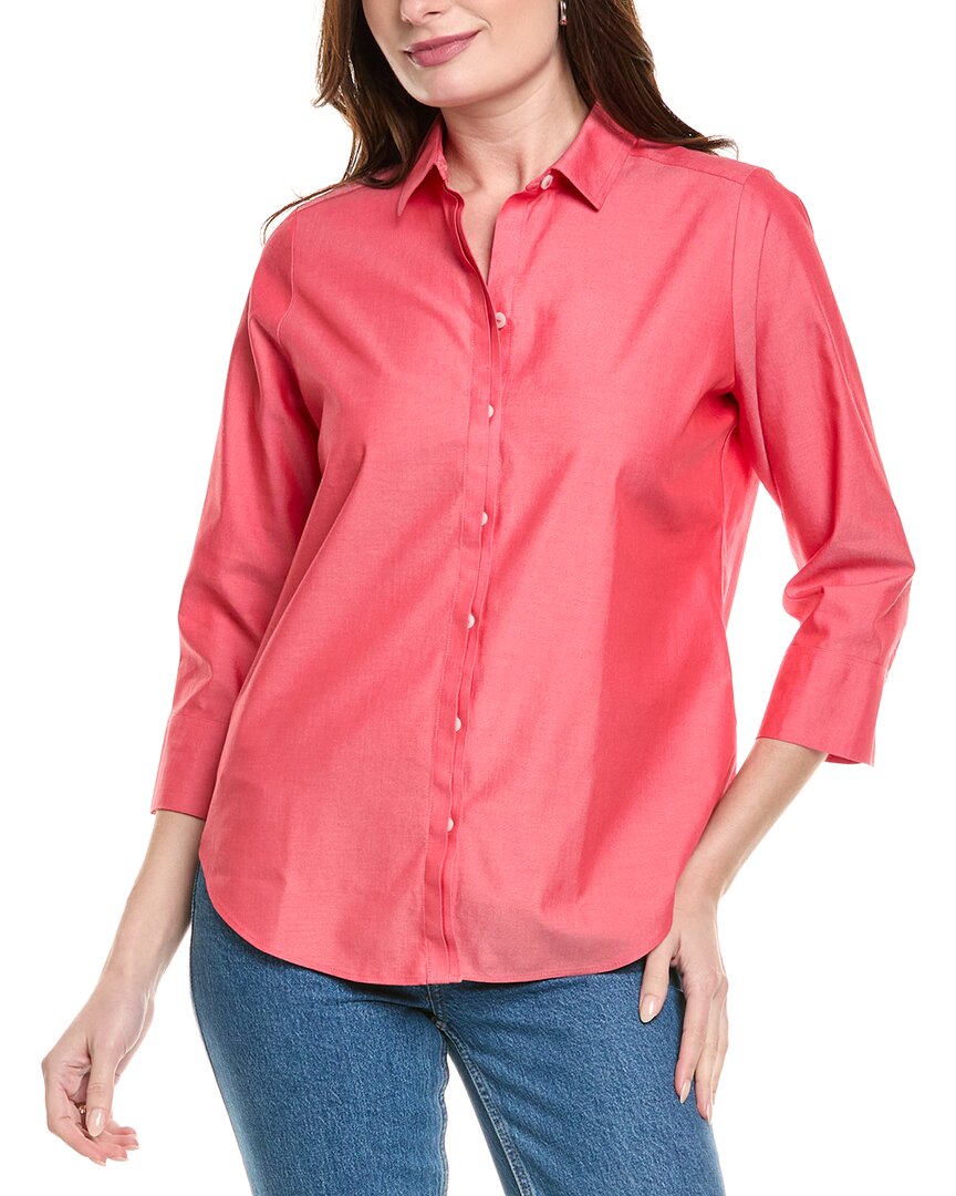 Foxcroft Meghan Solid Cotton Button-up Shirt In Red