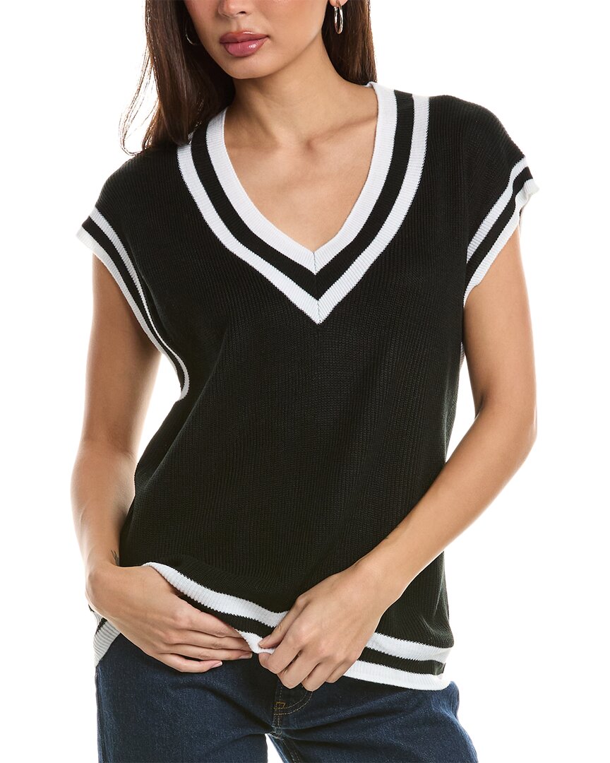 Lea & Viola V-neck Sweater Vest In Black